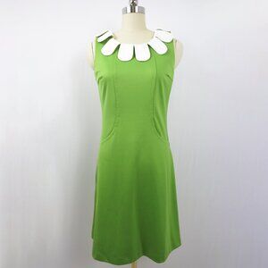 Adorable Lime Green Mod '60s Style Dress with Petal Collar by Fervour Size M